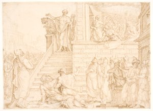 Peter prædiker i Jerusalem af Maarten van Heemskerck