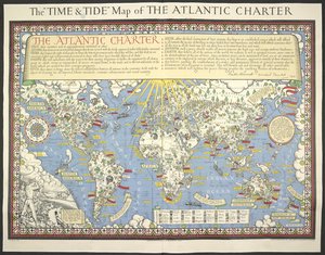 Tids- og tidevandskort over Atlanterhavscharteret af MacDonald Gill