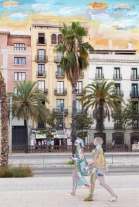 Barcelona (akrylmaling på arkivbestandigt pigmentprint) af Madeleine Gross