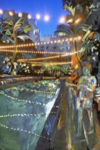 Night Swim, 2021 (akrylmaling på arkivbestandigt pigmentprint) af Madeleine Gross