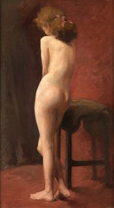 Studio Nude i rødt (olie på lærred)