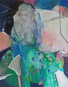In My Space 2, 2023 (akryl og pastel på lærred) af Madgalena Morey