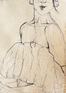 Skitse af en eftertænksom figur af Madison Phipps
