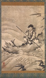 Den kinesiske opdagelsesrejsende Zhang Qian på en flåde, midten af det 16. århundrede. af Maejima Soyu