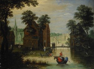Flodlandskab med flugten til Egypten, 1616 af Maerten Ryckaert