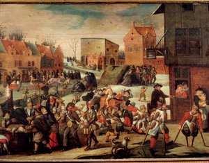 De krøblinge En skare af fattige og svagelige i en by (i Flandern?) (Miraklernes Domstol). Maleri af Martin van Cleve (1527-1581) Troyes fra det 16. århundrede, Musee des Beaux Arts