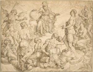 Satan udfordrer Gud til at fjerne hans beskyttelse fra Job af Maerten van Heemskerck