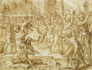 Steningen af de ældste, fra historien om Susanna, 1562 af Maerten van Heemskerck