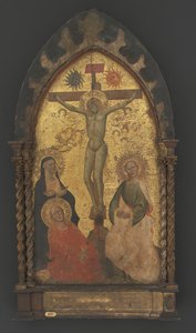 Kristus på korset sørget af Jomfru Maria og de hellige Maria Magdalene og Johannes af Maestro Francesco
