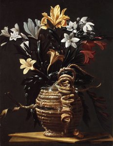 Kolbe med blomster, ca. 1615-1620. af Maestro della fiasca di Forlì