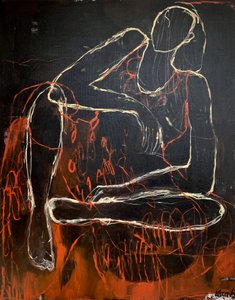 Kontur af en kontemplativ figur