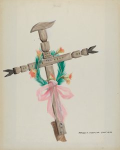 Udskåret kors - Grav, ca. 1937. af Majel G. Claflin