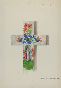 Cementhovedsten, ca. 1937. af Majel G. Claflin