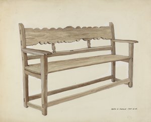 Kirkebænk - træ, ca. 1937.
