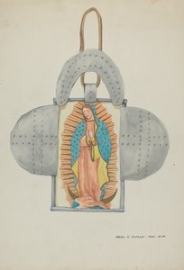 Håndtegnet Guadalupe i blikform, ca. 1937. af Majel G. Claflin