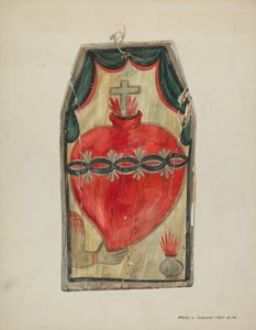Retablo Sacred Heart, ca. 1939. af Majel G. Claflin