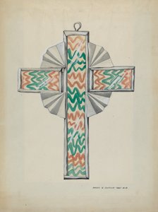 Tin og malet glaskors, ca. 1937. af Majel G. Claflin