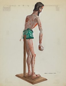 Christo af træ, malet fra siden, ca. 1937. af Majel G. Claflin