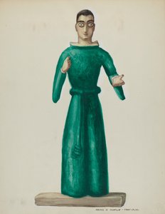 Santo af træ i lysegrøn kjole, 19351942.