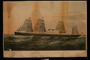 White Star Line Royal  United States Mail Steamers Liverpool  New York Britannic (kromolitografi)