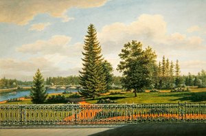 Udsigt fra terrassen på Yelagin Palace, St. Petersburg