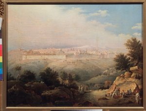 Udsigt over Jerusalem (Israel) (Udsigt over Jerusalem) - Maleri af Maxim Nikiphorovich Vorobyev (Vorobiev) (1787-1855), olie på lærred