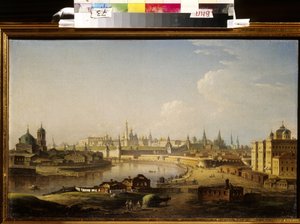 Udsigt over Kreml og børnehjemmet i Moskva. Maleri af Maxim (Maksim) Nikiphorovich Vorobyev (Vorobiev) (1787-1855), olie på lærred