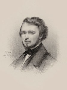 Portræt af violinisten og komponisten Hubert Léonard 1819-1890, 1850. af Maksymilian Fajans