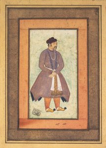 Portræt af Akbar den store 1542-1605, Mughal Emperor, anden halvdel af det 16. århundrede. af Manohar