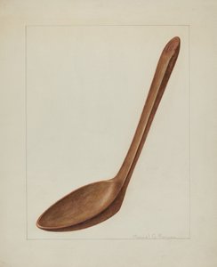 Træspatel, ca. 1938. af Manuel G. Runyan