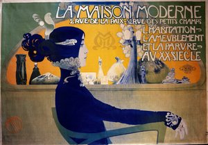 Art Nouveau: plakat "" Det moderne hus "" af Orazi. 20. århundrede. Dekorativ kunst, Paris. DR