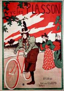 Belle Epoque: reklameplakat for cykler (cykler) Plasson. Plakat af Manuel Robbe (1872-1936) Privat samling