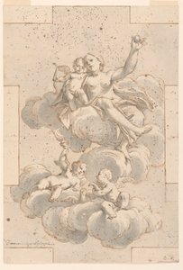 Design til et loftmaleri, Venus, Amor og Putti
