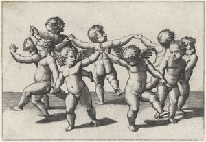 Dansende putti af Marcantonio Raimondi