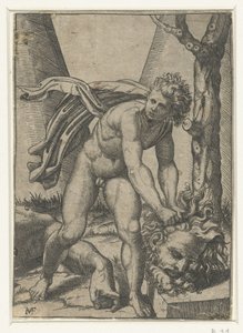David med Goliats hoved af Marcantonio Raimondi