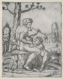 Faun og barn, ca. 1509. af Marcantonio Raimondi