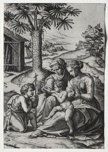 Madonna af Palmetræet. af Marcantonio Raimondi