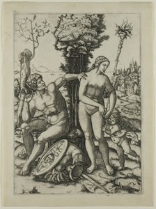 Mars, Venus og Amor af Marcantonio Raimondi