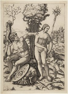 Mars, Venus og Amor af Marcantonio Raimondi