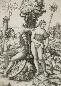 Mars, Venus og Amor af Marcantonio Raimondi