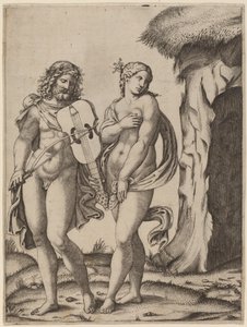Orfeus og Eurydike af Marcantonio Raimondi