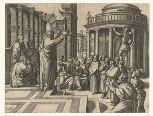 Paulus prædiker i Athen af Marcantonio Raimondi