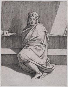 Portræt af Rafael, siddende af Marcantonio Raimondi