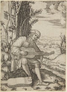 Portræt af digteren Giovanni Achillini, kaldet Filoteo (Bartsch XIV/469; Delaborde 232; Passavant 276; Petrucci, nr. 1) af Marcantonio Raimondi
