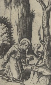 Sankt Frans af Assisi beder foran et krucifiks, fra serien 