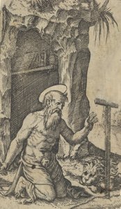 Sankt Jerome knæler foran et krucifiks, fra serien 