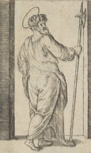 Saint Jude, med en hellebard i sin højre hånd, fra serien 