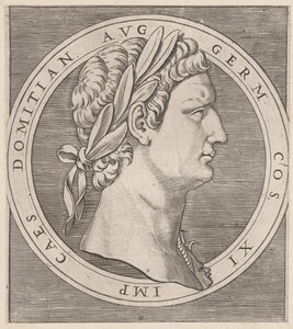 Mirror of Roman Magnificence: Domitian, fra The Tolv Caesars, ca. 1500-1534., ca. 1500-1534. af Marcantonio Raimondi