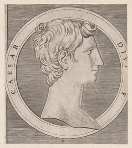 Mirror of Roman Magnificence: Octavian Augustus, fra The Tolv Caesars, ca..., ca. 1500-1534. af Marcantonio Raimondi