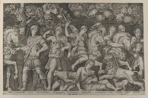 Mirror of Roman Magnificence: The Lion Hunt, ca. 1500-1534., ca. 1500-1534. af Marcantonio Raimondi